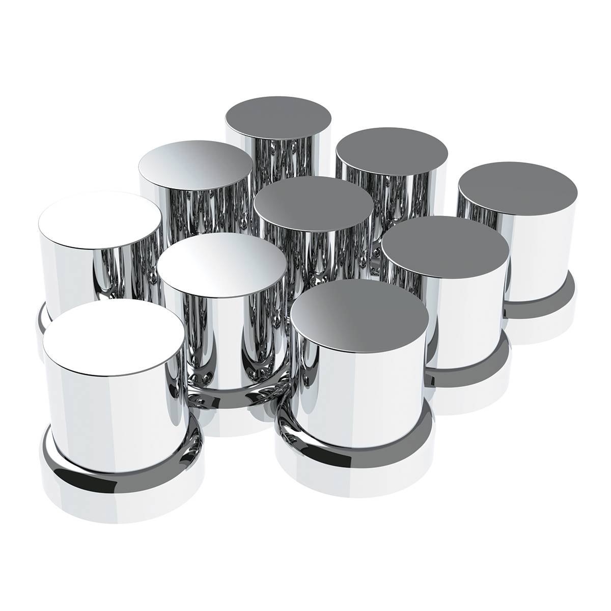 UNITED PACIFIC - UNITED PACIFIC - 10772 - TAPAS DE TUERCAS SUPERIORES PLANAS DE PLÁSTICO CROMADO DE 33 MM X 2" CON BRIDA - A PRESIÓN (PAQUETE DE 10)