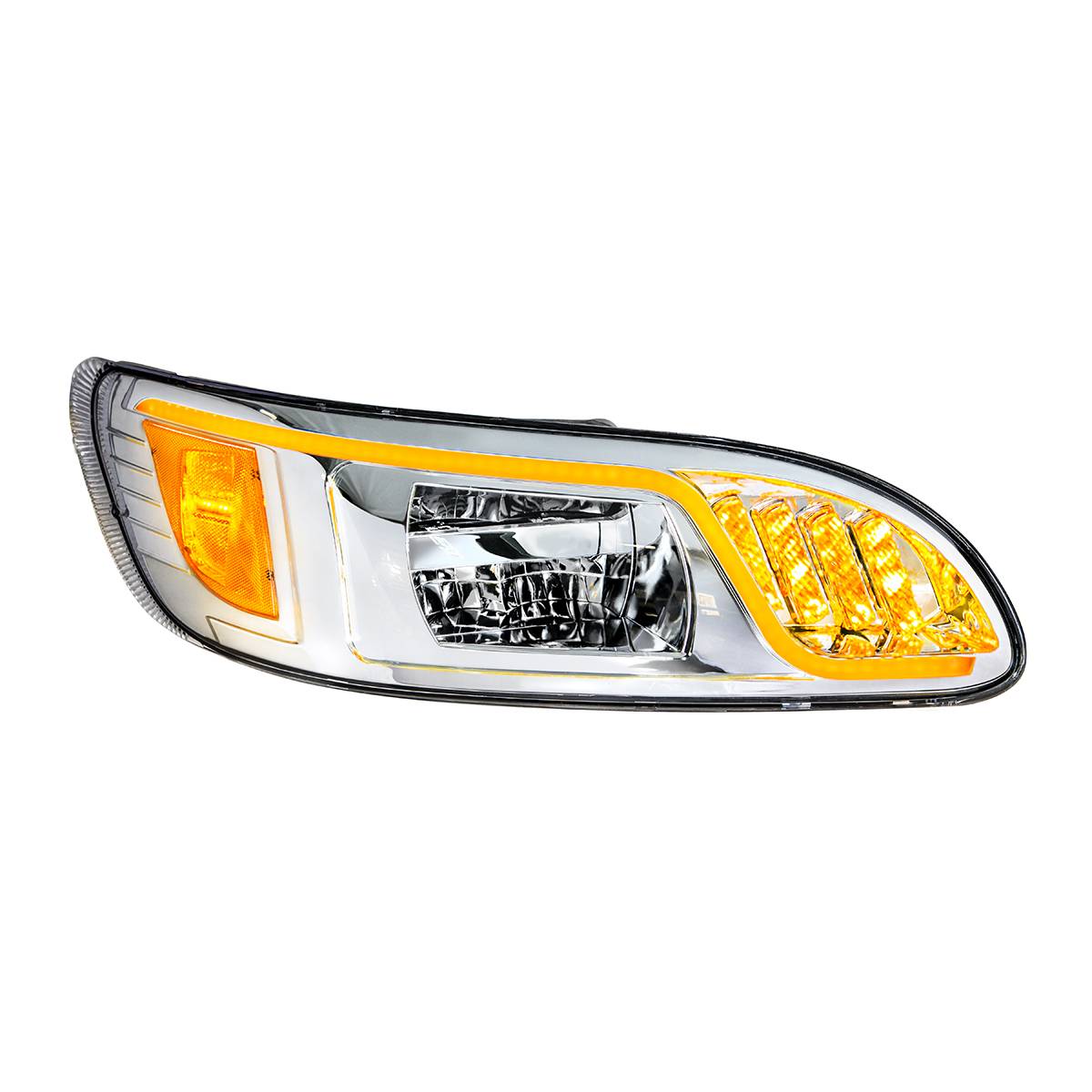 UNITED PACIFIC - UNITED PACIFIC - 31083 - FARO LED CROMADO CON GIRO, POSICIÓN Y DRL LED PARA PETERBILT 386(2005-2015) Y 387(1999-2010) - PASAJERO