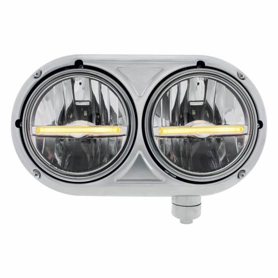 UNITED PACIFIC - UNITED PACIFIC - 32141 - CONJUNTO DE FAROS CON CARCASA DE 304 SS Y FAROS LED CON LUZ DE POSICIÓN LED ÁMBAR PARA PETERBILT 359 - PASAJERO