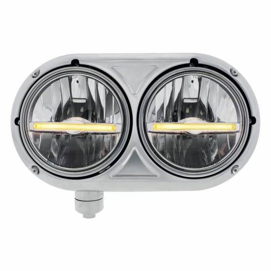 UNITED PACIFIC - UNITED PACIFIC - 32142 - CONJUNTO DE FAROS CON CARCASA DE 304 SS Y FAROS LED CON LUZ DE POSICIÓN LED ÁMBAR PARA PETERBILT 359 - CONDUCTOR