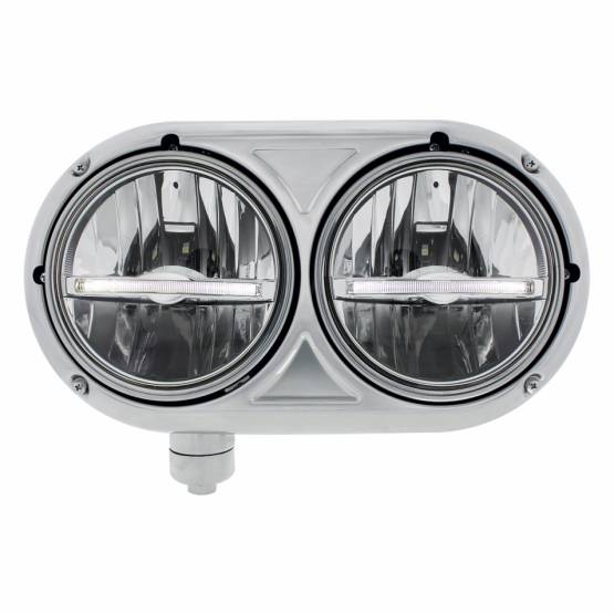 UNITED PACIFIC - UNITED PACIFIC - 32143 - CONJUNTO DE FAROS CON CARCASA DE 304 SS Y FAROS LED CON LUZ DE POSICIÓN LED BLANCA PARA PETERBILT 359 - CONDUCTOR