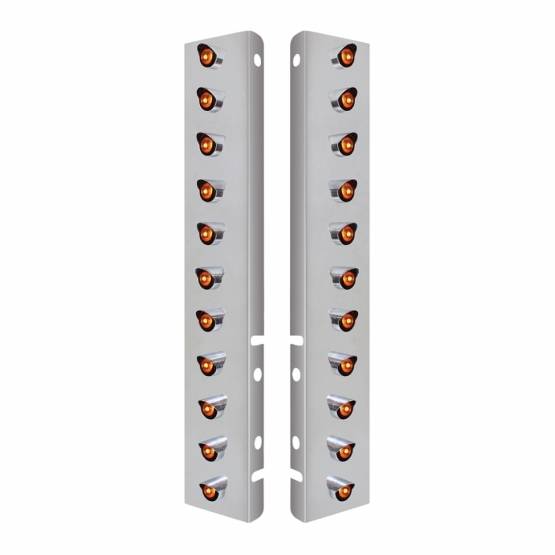 UNITED PACIFIC - UNITED PACIFIC - 34469 - SOPORTE DEL FILTRO DE AIRE DELANTERO DE ACERO INOXIDABLE CON MINI LUCES Y VISORES DE 22X 3 LED ÁMBAR DE 3/4" PARA LENTES PETERBILT-ÁMBAR