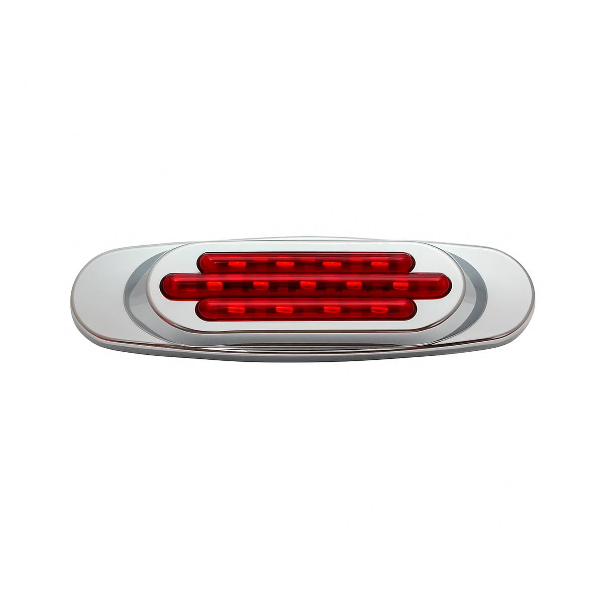 ATM - ATM - 1002R - PLAFON ATM 16 LEDS ROJO OVALADO 16.4 X 5.3 X 2.2 CENTIMETROS BISEL CROMADO 12-24V