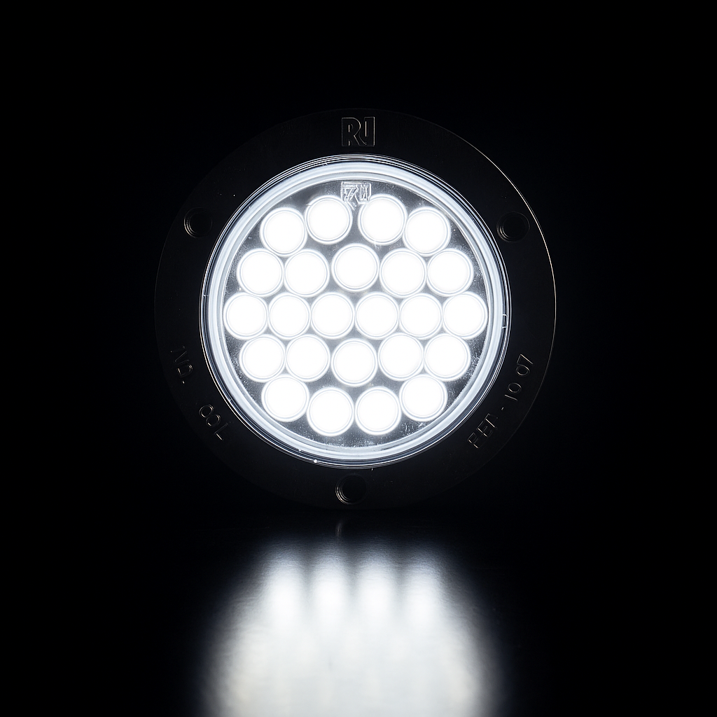 ATM - ATM - 1007BN - PLAFON ATM 24 LEDS BLANCO REDONDO 4" BISEL PLASTICO NEGRO 12-24V