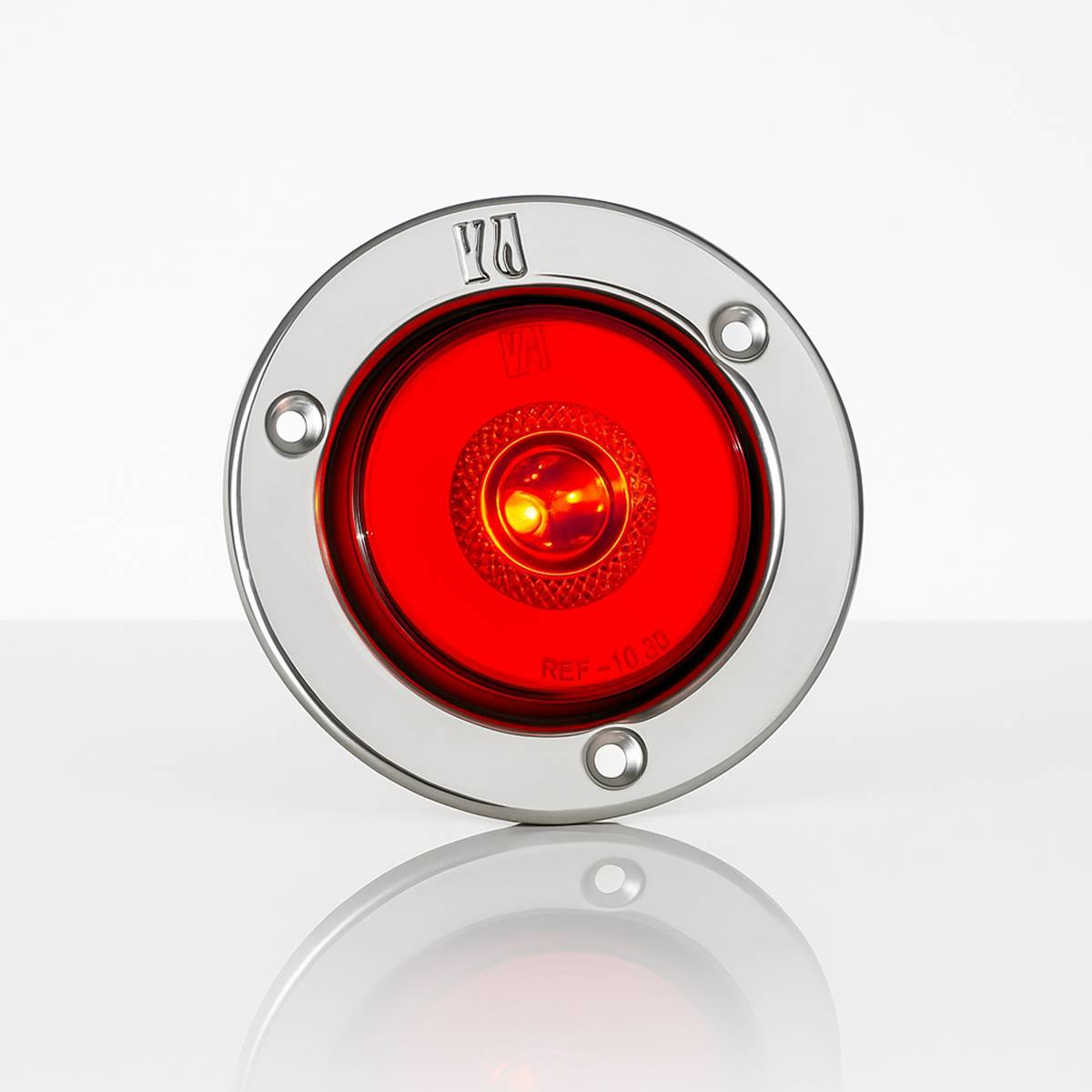 ATM - ATM - 1050R - PLAFON STOP 10 LEDS ROJO HALO REDONDO OJO DE ANGEL 2" ARO ACERO INOXIDABLE MONTAJE 3 TORNILLOS 124V