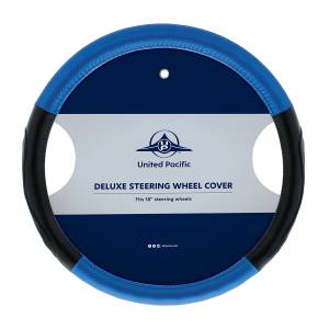 UNITED PACIFIC - UNITED PACIFIC - 70408 - FUNDA PARA VOLANTE CON DISEÑO DE FIBRA DE CARBONO DE 18" - COSTURAS AZULES