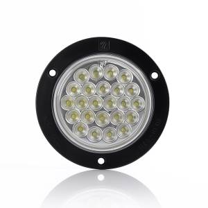 ATM - ATM - 1007RB - PLAFON ATM 24 LEDS ROJO MICA CLARA REDONDO 4" BISEL ACERO CROMADO 12-24V