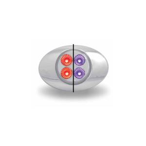 TRUX - TRUX - TLED-G2XRP - PLAFON TRUX 4 LEDS ROJO/PURPURA  OVALADO 2" X 1.33" BISEL CROMADO