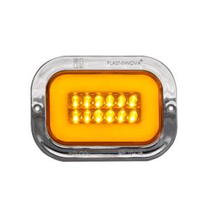 ATM - ATM - 1042A - PLAFON ATM 36 LEDS AMBAR HALO RECTANGULAR 5 1/4" X 3 1/4" BISEL ACERO CROMADO 12-24V