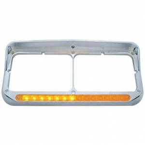 UNITED PACIFIC - UNITED PACIFIC - 32502 - BISEL RECTANGULAR DE DOBLE FARO CON VISERA Y BARRA DE LUCES LED SECUENCIAL (PASAJERO) - LED ÁMBAR/LENTE ÁMBAR