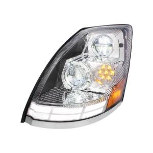 UNITED PACIFIC - UNITED PACIFIC - 35893 - FARO LED CROMADO CON BARRAS DE LUCES LED DE DOBLE COLOR PARA VOLVO VN/VNL 2003-2017 - CONDUCTOR