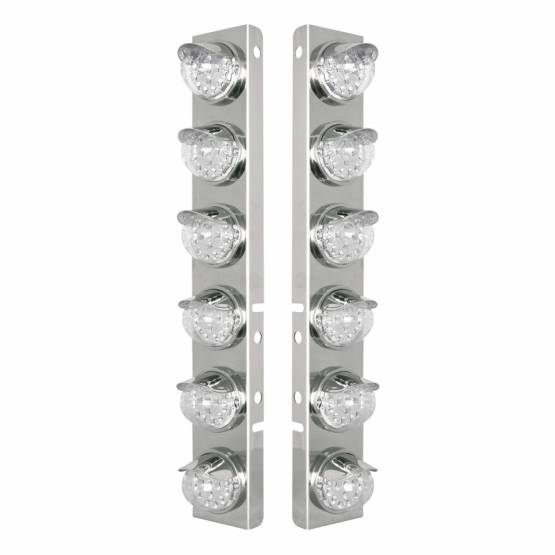 UNITED PACIFIC - UNITED PACIFIC - 39839 - SOPORTE DEL FILTRO DE AIRE DELANTERO DE ACERO INOXIDABLE CON LUCES REFLECTORAS LED ÁMBAR DE 12X 17 Y VISORES DE ACERO INOXIDABLE PARA LENTES PETERBILT-CLEAR