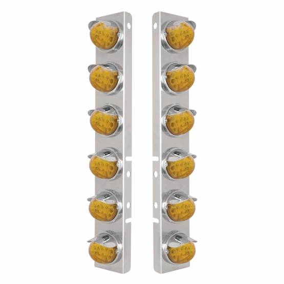 UNITED PACIFIC - UNITED PACIFIC - 39840 - SOPORTE DEL FILTRO DE AIRE FRONTAL DE ACERO INOXIDABLE CON REFLECTOR LED ÁMBAR DE 12X 17 LUCES DE SANDÍA Y VISORES DE ACERO INOXIDABLE PARA LENTES PETERBILT-AMBER