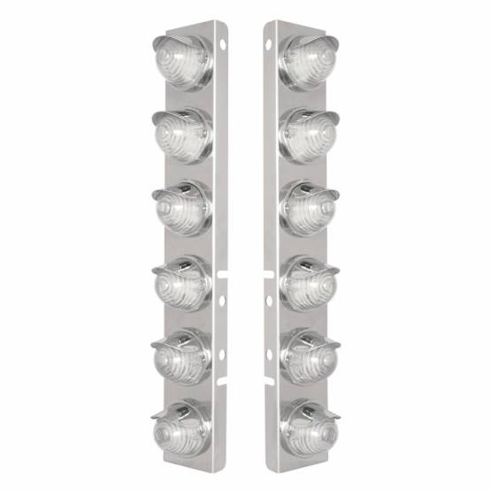 UNITED PACIFIC - UNITED PACIFIC - 39843 - SOPORTE DEL FILTRO DE AIRE DELANTERO DE ACERO INOXIDABLE CON LUCES DE COLMENA LED DE 12X 17 ÁMBAR Y VISORES DE ACERO INOXIDABLE PARA PETERBILT-LED ÁMBAR/LENTE TRANSPARENTE
