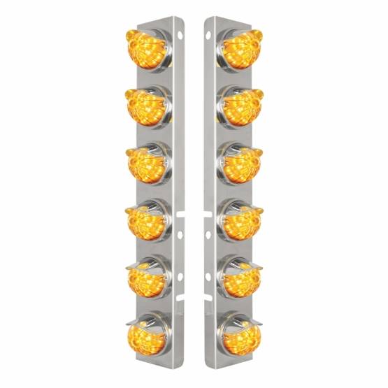 UNITED PACIFIC - UNITED PACIFIC - 39844 - SOPORTE DEL FILTRO DE AIRE DELANTERO SS CON LUCES LED SANDÍA ÁMBAR 12X 17 Y VISORES SS PARA LENTES PETERBILT-AMBER