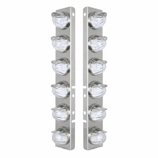 UNITED PACIFIC - UNITED PACIFIC - 39845 - SOPORTE DEL FILTRO DE AIRE DELANTERO DE ACERO INOXIDABLE CON LUCES LED DE SANDÍA ÁMBAR DE 12X 17 Y VISORES DE ACERO INOXIDABLE PARA LENTES PETERBILT-CLEAR