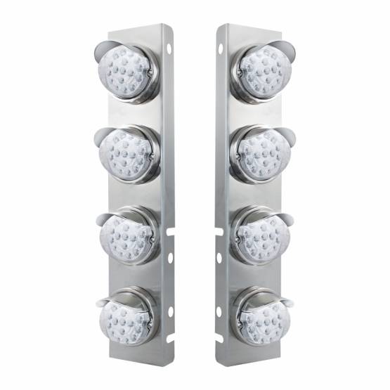 UNITED PACIFIC - UNITED PACIFIC - 39851 - SOPORTE DEL FILTRO DE AIRE DELANTERO DE ACERO INOXIDABLE CON LUCES REFLECTORAS LED ÁMBAR DE 8X 17 Y VISORES DE ACERO INOXIDABLE PARA LENTES PETERBILT-CLEAR