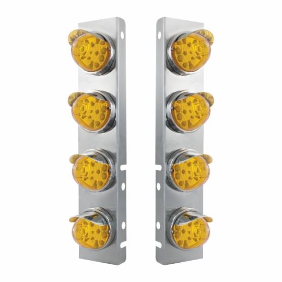 UNITED PACIFIC - UNITED PACIFIC - 39852 - SOPORTE DEL FILTRO DE AIRE FRONTAL DE ACERO INOXIDABLE CON REFLECTOR LED ÁMBAR DE 8X 17 LUCES DE SANDÍA Y VISORES DE ACERO INOXIDABLE PARA LENTES PETERBILT-AMBER