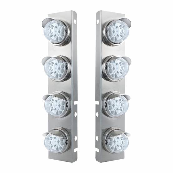 UNITED PACIFIC - UNITED PACIFIC - 39853 - SOPORTE DEL FILTRO DE AIRE DELANTERO DE ACERO INOXIDABLE CON REFLECTOR LED ÁMBAR DE 8X 17 LUCES DE SANDÍA Y VISORES DE ACERO INOXIDABLE PARA LENTES PETERBILT-CLEAR