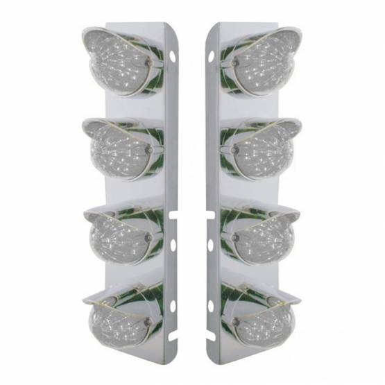 UNITED PACIFIC - UNITED PACIFIC - 39861 - SOPORTE DEL FILTRO DE AIRE FRONTAL DE ACERO INOXIDABLE CON LUCES LED ÁMBAR HI/LO DE 8X 17 SANDÍA Y VISORES DE ACERO INOXIDABLE PARA LENTES PETERBILT-CLEAR