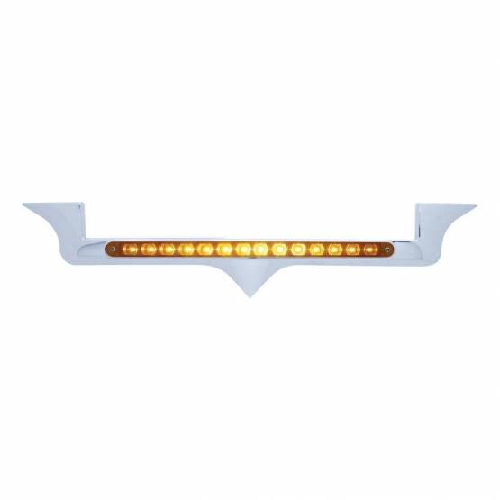 UNITED PACIFIC - UNITED PACIFIC - 39878 - EMBLEMA DE CAPÓ CROMADO CON BARRA DE LUCES DE 14 LED PARA KENWORTH - LED ÁMBAR/LENTE ÁMBAR