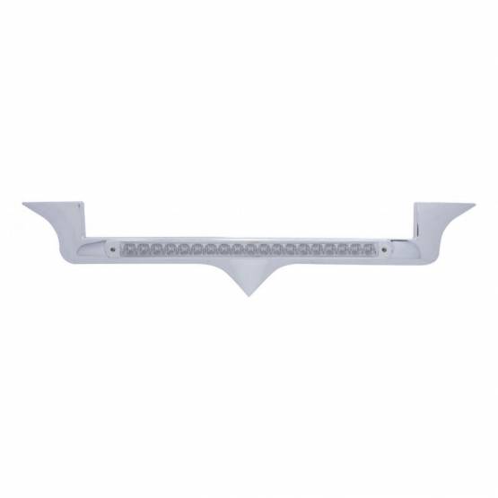 UNITED PACIFIC - UNITED PACIFIC - 39882 - EMBLEMA DE CAPÓ CROMADO CON BARRA DE LUZ REFLECTORA DE 19 LED PARA KENWORTH - LED ÁMBAR/LEENTE TRANSPARENTE