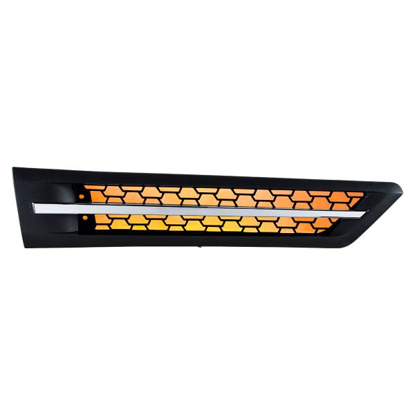 UNITED PACIFIC - UNITED PACIFIC - 42864 - REJILLA DE ENTRADA DE AIRE DE CAPOTA CON LED AMBAR PARA FREIGHTLINER CASCADIA 126 2018-2024 - PASAJERO