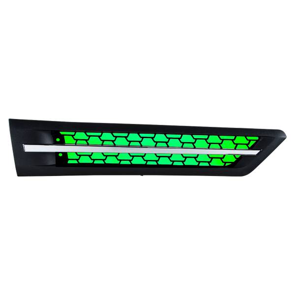 UNITED PACIFIC - UNITED PACIFIC - 42868 - REJILLA DE ENTRADA DE AIRE DE CAPOTA CON LED VERDE PARA FREIGHTLINER CASCADIA 126 2018-2024 - PASAJERO