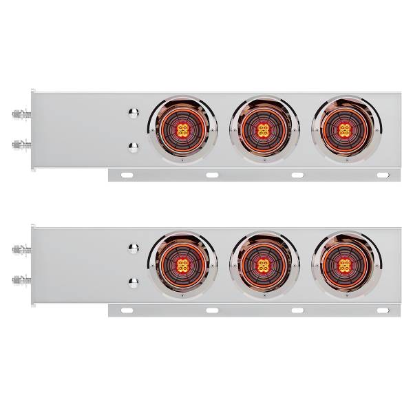 UNITED PACIFIC - UNITED PACIFIC - 61013 - BARRA DE RESORTE SS CON PATRÓN DE PERNOS DE 2-1/2" CON 6X 4" 13 LUCES Y VISORES LED ABYSS - LED ROJO/LENTE TRANSPARENTE (PAR)