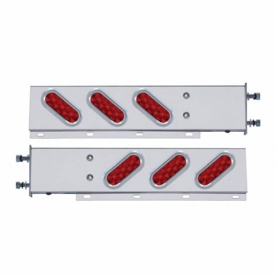 UNITED PACIFIC - UNITED PACIFIC - 61300 - BARRA DE RESORTE SS CON PATRÓN DE PERNOS DE 3-3/4" CON 6 LUCES Y VISORES OVALADOS DE 10 LED - LED ROJO Y LENTES (PAR)