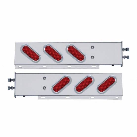 UNITED PACIFIC - UNITED PACIFIC - 61304 - BARRA DE RESORTE SS CON PATRÓN DE PERNOS DE 2-1/2" CON 6 LUCES Y VISORES OVALADOS DE 10 LED - LED ROJO Y LENTES (PAR)