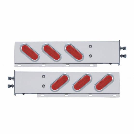 UNITED PACIFIC - UNITED PACIFIC - 61306 - BARRA DE RESORTE SS CON PATRÓN DE PERNOS DE 2-1/2" CON 6 LUCES Y VISORES OVALADOS DE 12 LED - LED ROJO Y LENTES (PAR)