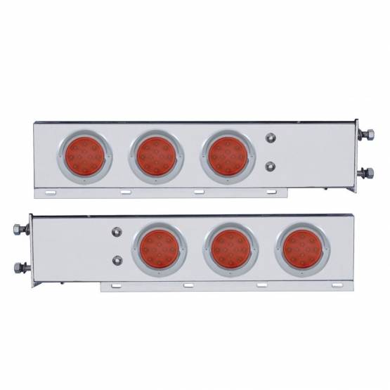 UNITED PACIFIC - UNITED PACIFIC - 61543 - BARRA DE LUCES CON RESORTE CROMADA CON PATRÓN DE PERNOS DE 3-3/4" CON LUZ REFLECTORA DE 6X 12 LED ROJOS DE 4" - LENTE ROJA (PAR)