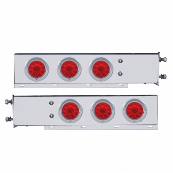 UNITED PACIFIC - UNITED PACIFIC - 61545 - BARRA CON RESORTE CROMADA CON PATRÓN DE PERNOS DE 3-3/4" CON 6X 4" 10 LUCES Y VISORES LED ROJOS - LENTE ROJA (PAR)