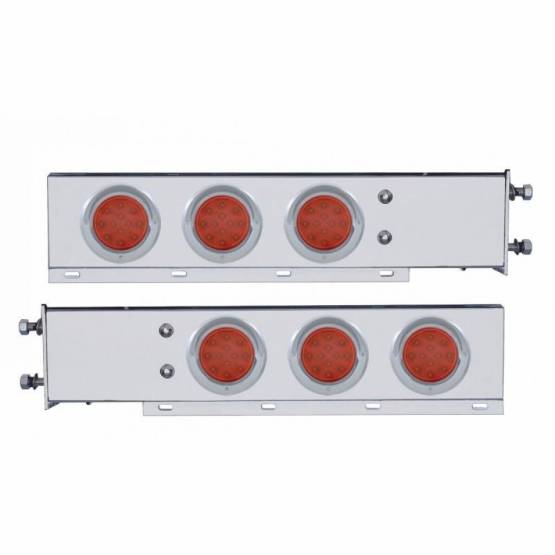 UNITED PACIFIC - UNITED PACIFIC - 61551 - BARRA CON RESORTE SS DE LUJO CON PATRÓN DE PERNO DE 3-3/4" CON LUZ Y VISORES DE 4" Y 6X 12 LED - LED ROJO Y LENTE (PAR)