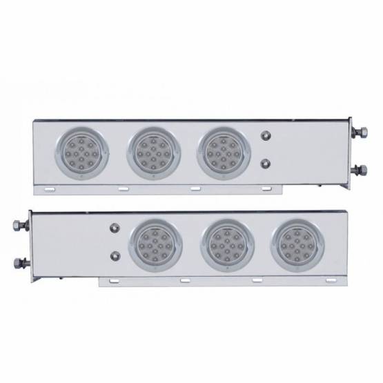UNITED PACIFIC - UNITED PACIFIC - 61552 - BARRA CON RESORTE SS DE LUJO CON PATRÓN DE PERNO DE 3-3/4" CON LUZ Y VISORES DE 4" DE 6X 12 LED - LED ROJO/LEENTE TRANSPARENTE (PAR)
