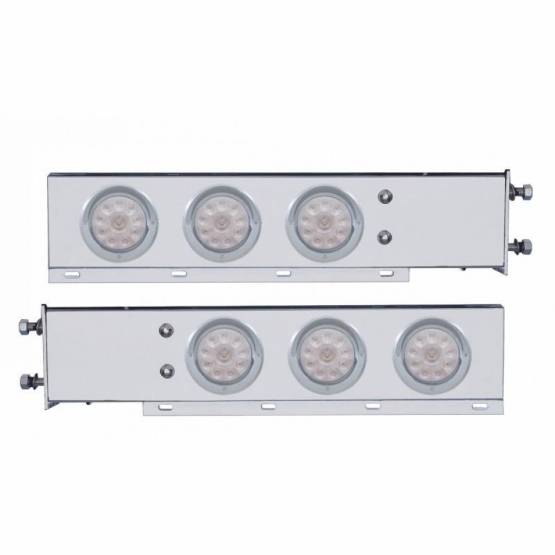 UNITED PACIFIC - UNITED PACIFIC - 61554 - BARRA CON RESORTE SS DE LUJO CON PATRÓN DE PERNOS DE 3-3/4" CON LUCES Y VISORES DE 4" DE 6X 10 LED - LED ROJO/LENTE TRANSPARENTE (PAR)