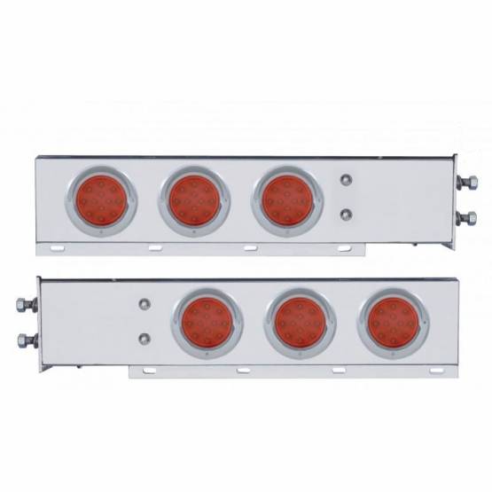 UNITED PACIFIC - UNITED PACIFIC - 61643 - BARRA CON RESORTE CROMADA CON PATRÓN DE PERNOS DE 2-1/2" CON 6X 12 LED REFL. LUCES Y VISORES-LED ROJO Y LENTE (PAR)