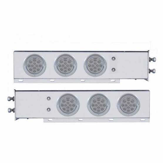 UNITED PACIFIC - UNITED PACIFIC - 61644 - BARRA CON RESORTE CROMADA CON PATRÓN DE PERNOS DE 2-1/2" CON 6X 12 LED REFL. LUCES Y VISORES-LED ROJO/LENTE TRANSPARENTE (PAR)
