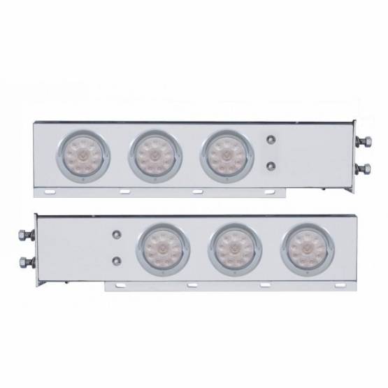 UNITED PACIFIC - UNITED PACIFIC - 61646 - BARRA CON RESORTE CROMADA CON PATRÓN DE PERNOS DE 2-1/2" CON 6X 4" 10 LUCES Y VISORES LED - LED ROJO/LENTE TRANSPARENTE (PAR)