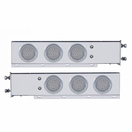 UNITED PACIFIC - UNITED PACIFIC - 61678 - BARRA CON RESORTE SS DE LUJO CON PATRÓN DE PERNOS DE 3-3/4" CON LUZ Y VISORES DE 4" DE 6X 36 LED - LED ROJO/LEENTE TRANSPARENTE (PAR)