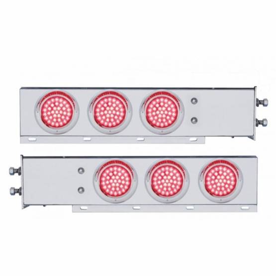 UNITED PACIFIC - UNITED PACIFIC - 61679 - BARRA CON RESORTE CROMADA CON PATRÓN DE PERNOS DE 2-1/2" CON LUCES Y VISORES DE 4" DE 6X 36 LED - LED ROJO Y LENTES (PAR)
