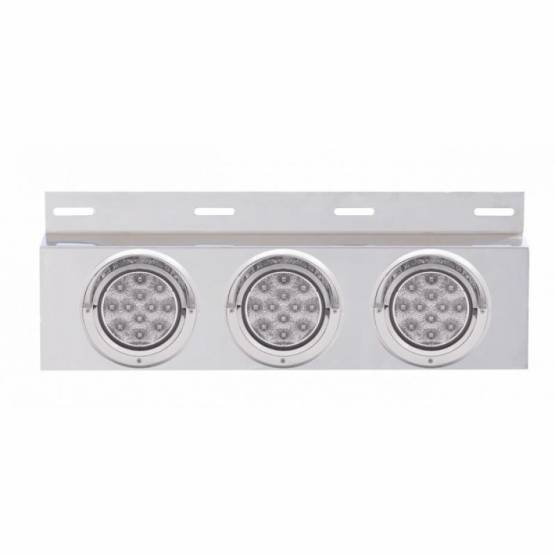 UNITED PACIFIC - UNITED PACIFIC - 61705 - PLACA DE GUARDABARROS SUPERIOR DE ACERO INOXIDABLE CON 3X 12 LUCES LED DE 4" Y VISORES - LED ROJO/LENTE TRANSPARENTE (CADA UNO)