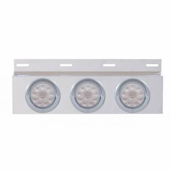 UNITED PACIFIC - UNITED PACIFIC - 61707 - PLACA DE GUARDABARROS SUPERIOR DE ACERO INOXIDABLE CON 3X 10 LUCES Y VISORES LED DE 4" - LED ROJO/LENTE TRANSPARENTE (CADA UNO)