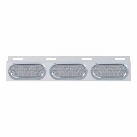 UNITED PACIFIC - UNITED PACIFIC - 61711 - PLACA DE GUARDABARROS SUPERIOR DE INOXIDABLE CON 3 LUCES Y VISORES OVALADOS DE 19 LED DE 6" - LED ROJO/LENTE TRANSPARENTE (CADA UNO)