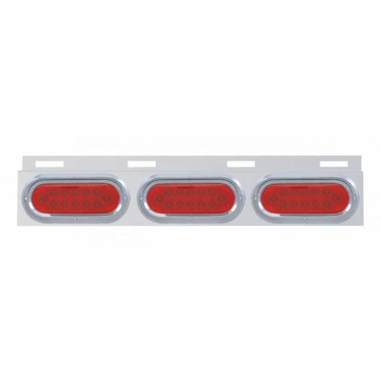 UNITED PACIFIC - UNITED PACIFIC - 61712 - PLACA DE GUARDABARROS SUPERIOR DE INOXIDABLE CON TRES 12 LUCES LED Y VISERA - LED ROJO/LENTE ROJA (CADA UNO)