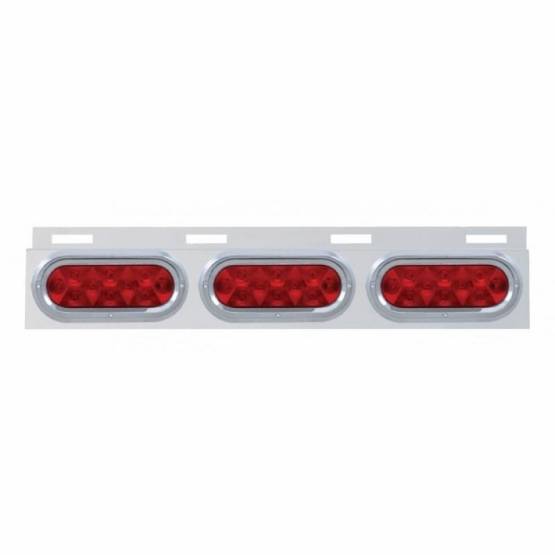 UNITED PACIFIC - UNITED PACIFIC - 61714 - PLACA DE GUARDABARROS SUPERIOR DE INOXIDABLE CON TRES 10 LUCES LED Y VISERA - LED ROJO/LENTE ROJA (CADA UNO)
