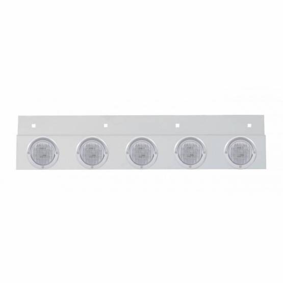 UNITED PACIFIC - UNITED PACIFIC - 61717 - PLACA DE GUARDABARROS SUPERIOR DE ACERO INOXIDABLE CON 5X 9 LUCES Y VISORES LED DE 2" - LED ROJO/LENTE TRANSPARENTE (CADA UNO)