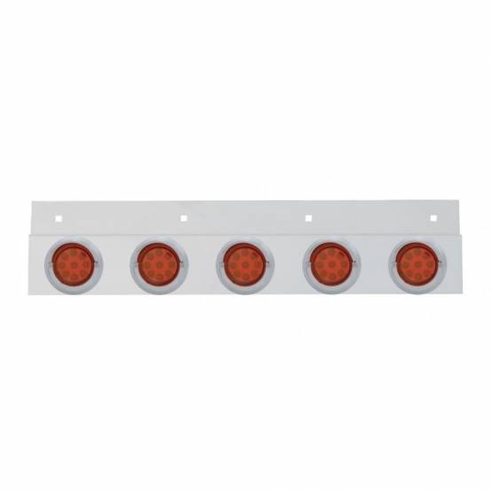 UNITED PACIFIC - UNITED PACIFIC - 61718 - PLACA DE GUARDABARROS SUPERIOR DE INOXIDABLE CON 5 LUCES REFLECTORAS Y VISORES DE 5X 9 LED DE 2" - LED ROJO/LENTE ROJA (CADA UNO)