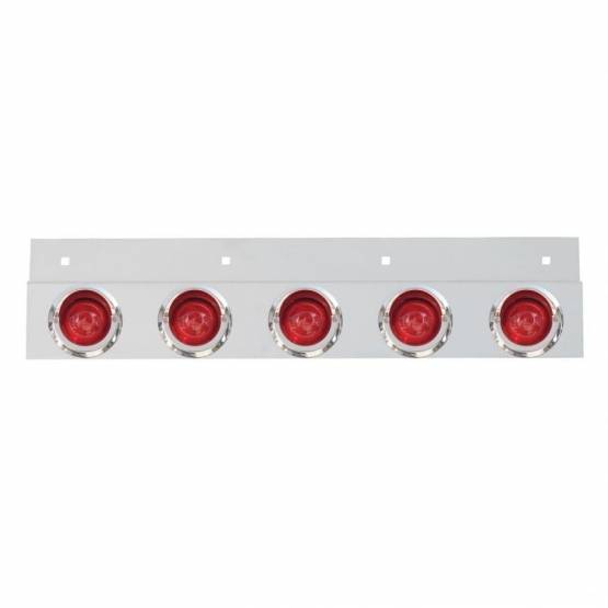 UNITED PACIFIC - UNITED PACIFIC - 61722 - PLACA DE GUARDABARROS SUPERIOR DE ACERO INOXIDABLE CON 5X 9 LED LUCES Y VISORES DE COLMENA DE 2" - LED ROJO/LENTE ROJA (CADA UNO)